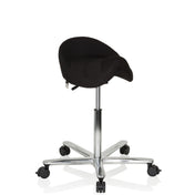 Tabouret de selle MOVE-TEC 3D PRO I noir avec piètement en étoile chromé et roulettes de hjh OFFICE