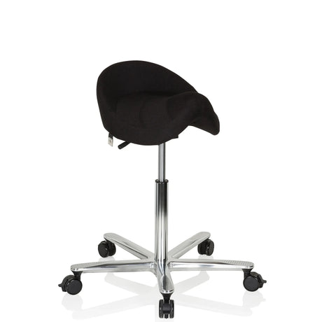 Tabouret de selle MOVE-TEC 3D PRO I noir avec piètement en étoile chromé et roulettes de hjh OFFICE