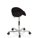 Tabouret de selle MOVE-TEC 3D PRO I noir avec piètement en étoile chromé et roulettes de hjh OFFICE