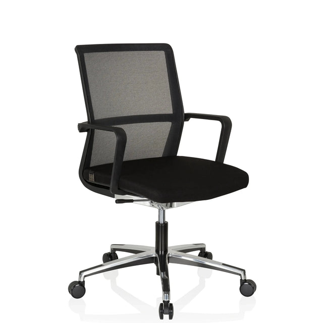 Siège de bureau de qualité professionnelle MOVE-TEC NET 3D noir avec dossier en maille et pied en étoile brillant de hjh OFFICE