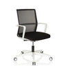 Siège de bureau de qualité professionnelle MOVE-TEC NET 3D W en blanc et noir avec dossier en maille et piètement à roulettes de hjh OFFICE