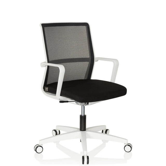 Siège de bureau de qualité professionnelle MOVE-TEC NET 3D W en blanc et noir avec dossier en maille et piètement à roulettes de hjh OFFICE