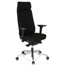 Siège de bureau de qualité professionnelle MOVE-TEC PRO 3D avec revêtement en tissu noir, appui-tête et pied en étoile argenté de hjh OFFICE