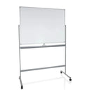 Tableau blanc MULTIBOARD I avec surface d'écriture blanche et structure argentée sur roulettes de hjh OFFICE