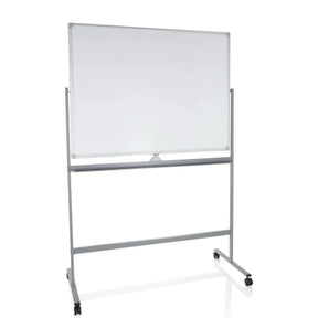 Tableau blanc MULTIBOARD I avec surface d'écriture blanche et structure argentée sur roulettes de hjh OFFICE