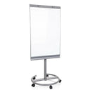 Tableau blanc MULTIBOARD en argent avec surface d'écriture blanche sur un support à roulettes de hjh OFFICE