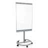 Tableau blanc MULTIBOARD en argent avec surface d'écriture blanche sur un support à roulettes de hjh OFFICE