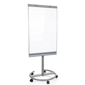 Tableau blanc MULTIBOARD en argent avec surface d'écriture blanche sur un support à roulettes de hjh OFFICE