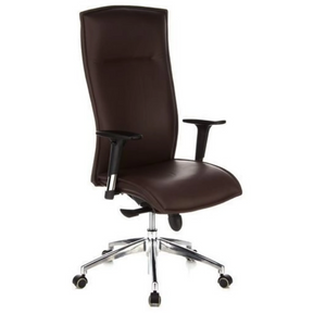 Siège de direction de luxe MURANO 20 en marron foncé avec accoudoirs et pied en étoile chromé de hjh OFFICE