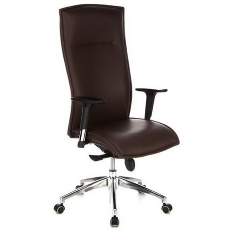 Siège de direction de luxe MURANO 20 en marron foncé avec accoudoirs et pied en étoile chromé de hjh OFFICE