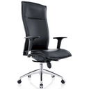 Siège de direction de luxe MURANO 20 avec revêtement en cuir noir et piètement brillant de hjh OFFICE