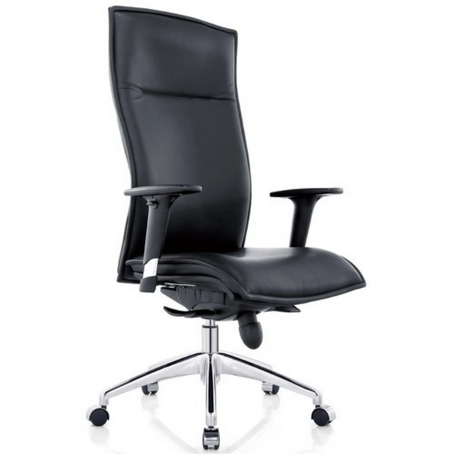 Siège de direction de luxe MURANO 20 avec revêtement en cuir noir et piètement brillant de hjh OFFICE