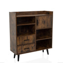 Commode marron MYRDAL avec deux tiroirs, un compartiment placard et des étagères ouvertes de hjh LIVING