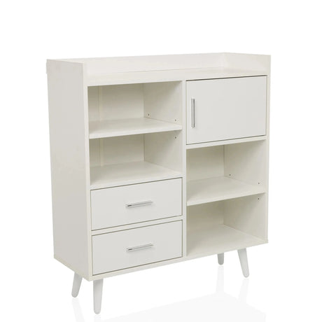 Commode blanche MYRDAL avec niches ouvertes, deux tiroirs et un placard de hjh LIVING