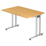 Bureau NANO 12 S aspect hêtre avec structure métallique argentée de hjh OFFICE PRO