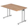 Bureau NANO 12 S aspect noyer avec structure argentée de hjh OFFICE PRO