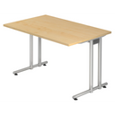 Bureau NANO 12 S effet érable avec piètement argenté de hjh OFFICE PRO