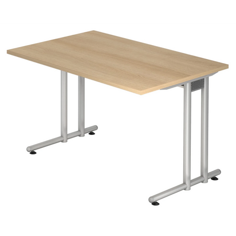 Bureau NANO 12 S effet chêne avec structure argentée de hjh OFFICE PRO