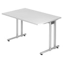 Bureau NANO 12 S avec plateau blanc et structure argentée de hjh OFFICE PRO