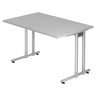 Bureau gris NANO 12 S avec piètement en métal argenté et plateau rectangulaire de hjh OFFICE PRO