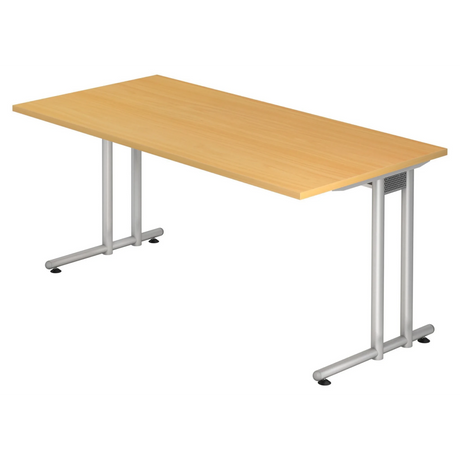 Bureau NANO 16 S avec plateau couleur hêtre et pieds en métal argenté de hjh OFFICE PRO