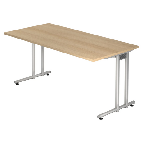 Bureau NANO 16 S avec plateau en chêne clair et structure métallique argentée de hjh OFFICE PRO
