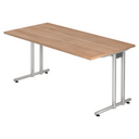 Bureau NANO 16 S aspect noyer avec pieds en métal argenté de hjh OFFICE PRO
