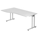Bureau blanc NANO 18 S avec piétement argenté et plateau incurvé de hjh OFFICE PRO