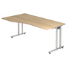 Bureau NANO 18 S aspect chêne avec pieds argentés et plateau incurvé de hjh OFFICE PRO