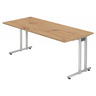 Bureau NANO 19 S avec un plateau en chêne rustique et des pieds argentés de hjh OFFICE PRO