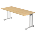 Bureau NANO 19 S aspect érable avec pieds en métal argenté de hjh OFFICE PRO