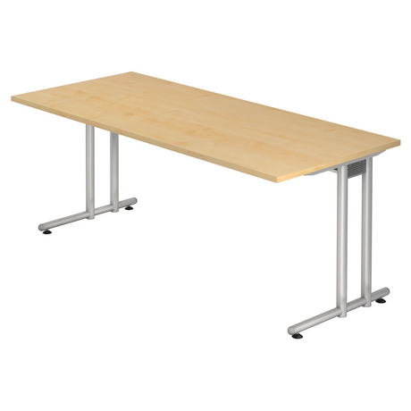 Bureau NANO 19 S aspect érable avec pieds en métal argenté de hjh OFFICE PRO