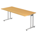 Bureau NANO 19 S effet hêtre avec structure argentée de hjh OFFICE PRO