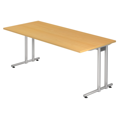 Bureau NANO 19 S effet hêtre avec structure argentée de hjh OFFICE PRO