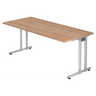 Bureau NANO 19 S aspect noyer avec pieds en métal argenté de hjh OFFICE PRO