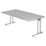Bureau NANO 2E S en gris et argent avec plateau rectangulaire de hjh OFFICE PRO
