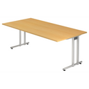Bureau NANO 2E S aspect hêtre avec pieds en métal argenté de hjh OFFICE PRO