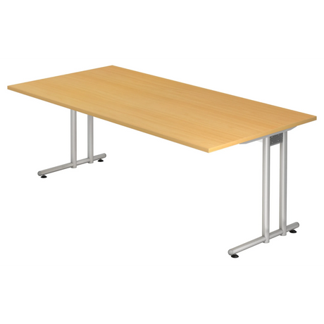 Bureau NANO 2E S aspect hêtre avec pieds en métal argenté de hjh OFFICE PRO