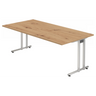 Bureau NANO 2E S avec plateau en chêne rustique et pieds argentés de hjh OFFICE PRO