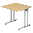 Bureau NANO 8 S avec plateau en bois d'érable clair et structure métallique argentée de hjh OFFICE PRO