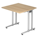 Bureau NANO 8 S avec plateau couleur chêne et structure métallique argentée de hjh OFFICE PRO