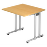 Bureau NANO 8 S avec plateau couleur hêtre et structure métallique argentée de hjh OFFICE PRO
