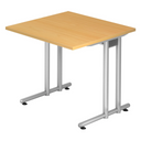 Bureau NANO 8 S avec plateau couleur hêtre et structure métallique argentée de hjh OFFICE PRO