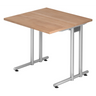 Bureau NANO 8 S avec plateau couleur noyer naturel et structure argentée de hjh OFFICE PRO