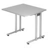 Bureau gris NANO 8 S avec structure argentée et plateau carré de hjh OFFICE PRO