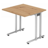 Bureau NANO 8 S avec plateau en chêne clair noueux et structure argentée de hjh OFFICE PRO