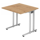 Bureau NANO 8 S avec plateau en chêne clair noueux et structure argentée de hjh OFFICE PRO