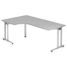 Bureau en L NANO 82 S gris avec structure argentée et passe-câbles de hjh OFFICE PRO
