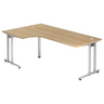 Bureau en L NANO 82 S aspect chêne avec structure argentée de hjh OFFICE PRO