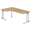 Bureau en L NANO 82 S aspect chêne avec structure argentée de hjh OFFICE PRO